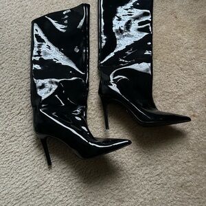 Black Patent Women's Heeled Boots